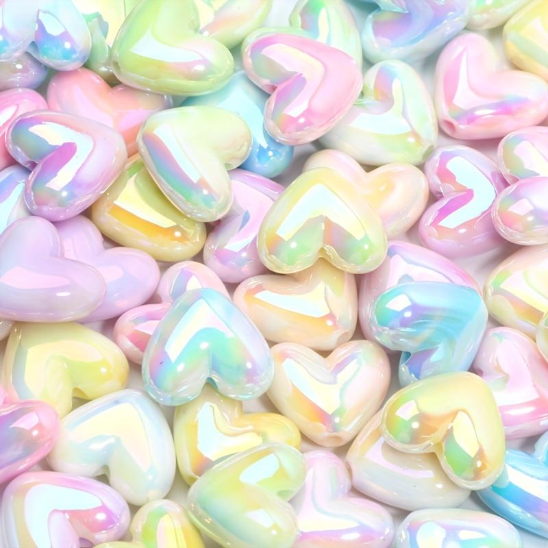 10pcs 15x17mm Macaron AB Color Heart Spacer Beads Shiny Acrylic Beads For DIY Jewelry Making Bangle Necklace Earrings