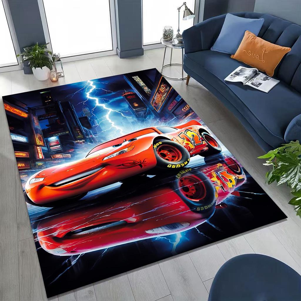 3D Lightning McQueen Cars Cartoon Rug for Bedroom Living Room Sofa Home Doormat Decor, Large Kids Play Non-slip Floor Mat Gift