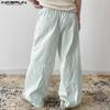 INCERUN Men Striped Print Pants Casual Elastic Waist Long Trousers