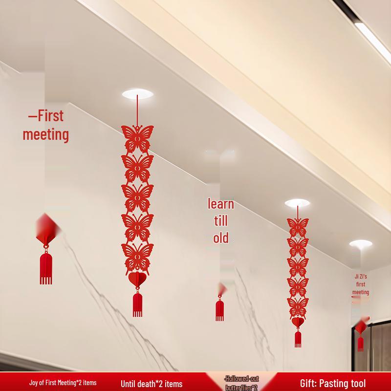 Double Happiness Ceiling Decorations for Wedding Bedroom