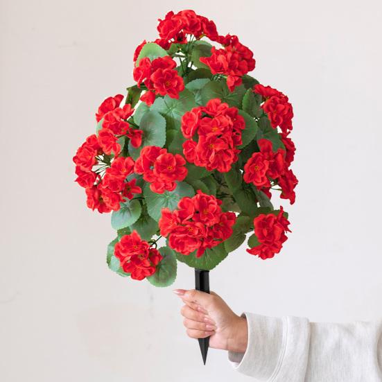 Künstlicher Blumenstrauch mit Spitze Falsches Grünzeugbuschbaum mit Blüten Garten Kunstblumen Bodeneinsatz Bauernhaus Außendekoration für Veranda Terrasse
