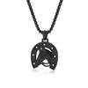 Titanium Steel Horse Head Pendant Niche Personality Retro Horseshoe Necklace Hip Hop HIPHOP Jewelry