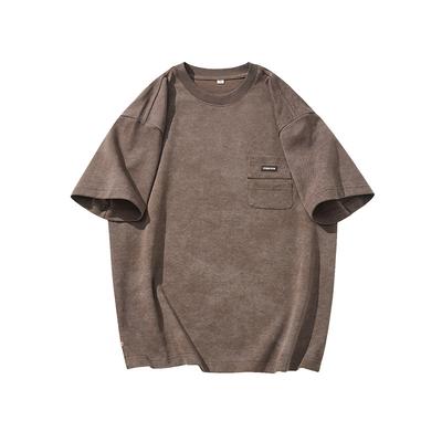New Summer Creative Retro Layered Patch Pocket Short-sleeved T-shirt Men's Loose and Atmospheric Half-sleeved Top
