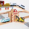 Wooden Train Station & Car Garage Toy Beech Wood Railway Bridge Compatible with All Major Track Brands