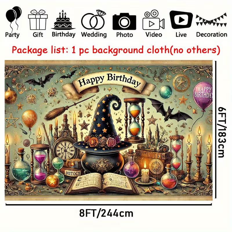 2D Vintage Magischer Trank Alles Gute zum Geburtstag Wandteppich Kulisse für Party