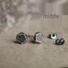 Unisex Retro Hexagonal Diamond Stud Earrings - Fashionable Imitation Thai Silver Jewelry
