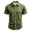 Camisa Casual de Manga Corta para Hombre Cuello de Botones Corte Ajustado Tejido Ligero Transpirable Camisa de Verano Primavera para Uso Diario