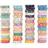 60 Rolls Value Washi Tape Pack Japanese Kimono Basic Pattern Cotton Candy Retro Baroque Adhesive Masking Tape Decoration A7926