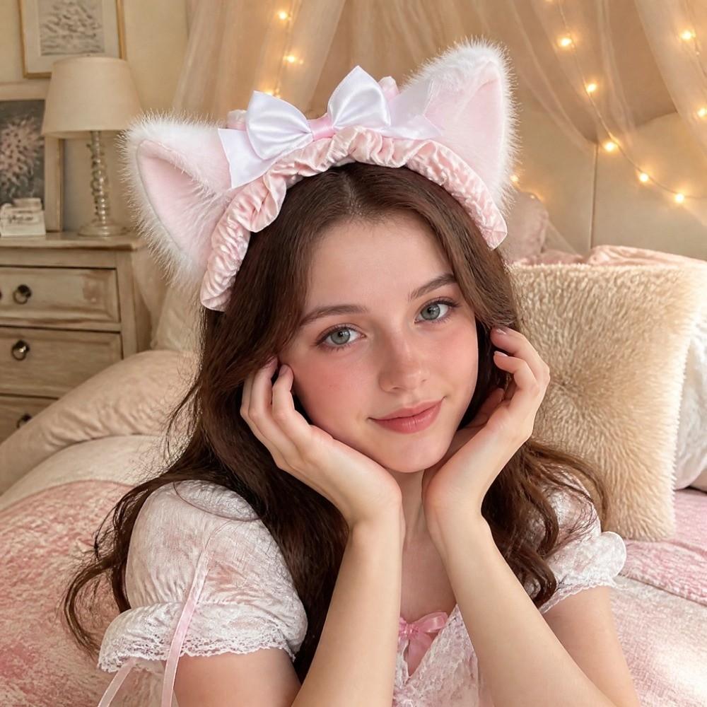 Comfort Plush Cat Ears Hair Decor Princess Style Fluffy Hair Hoop Sweet Kawaii Headband Women