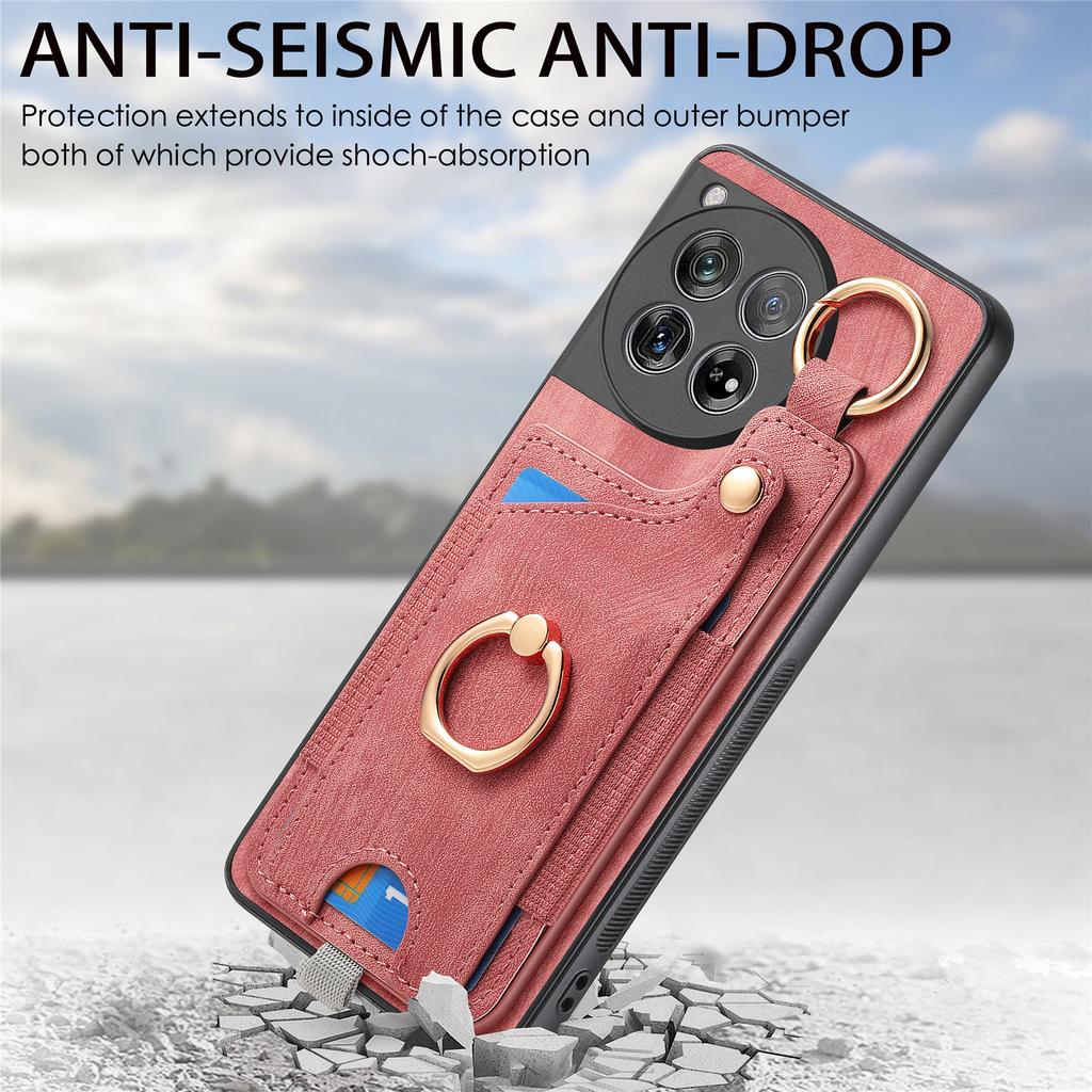 D6 For OnePlus 12 5G Case Leather+TPU Phone Cover with Ring Kickstand Card Bag