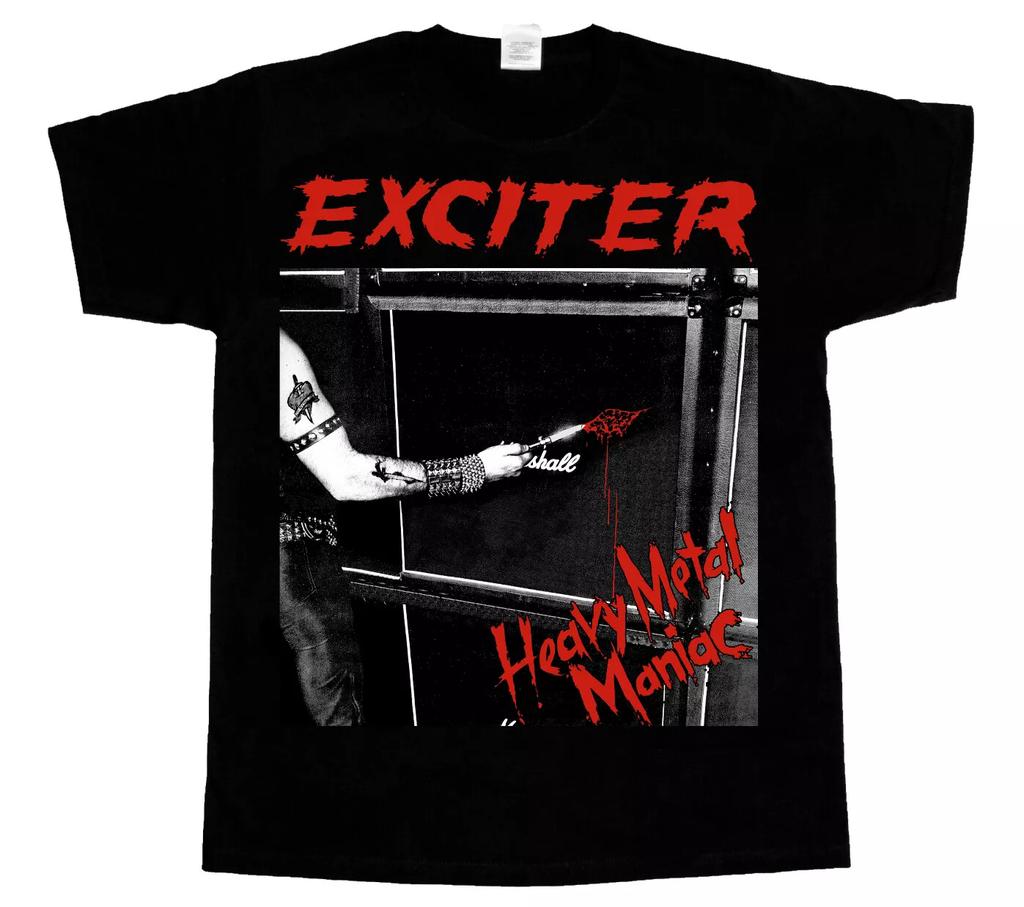 American Vintage EXCITER HEAVY METAL MANIAC Black Unisex T-Shirt Summer New Men's and Women's Fashion Streetwear