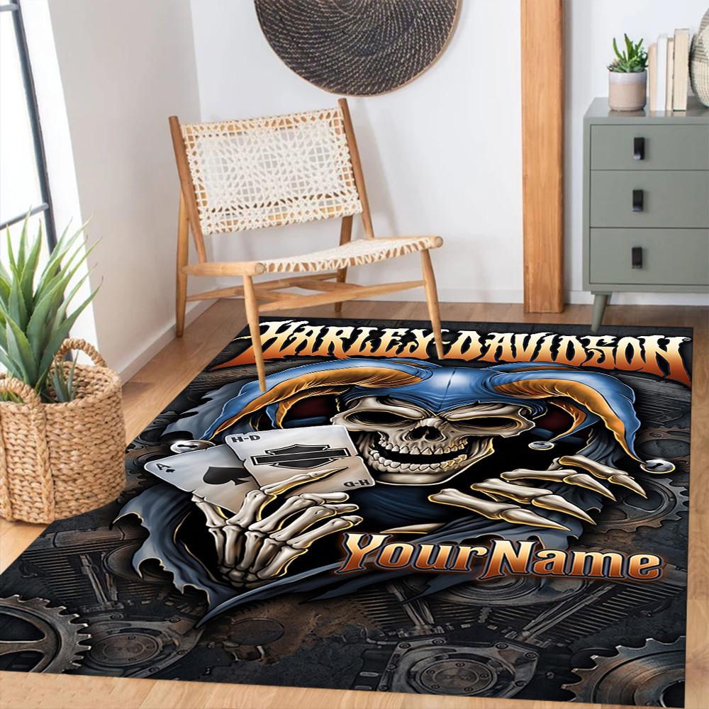 Harley-davidson Motorcycles Customize Your Name Floor Mat Design for Playrooms Foyer Dormitory Decorate room Antislip Carpet Anime Office Decor
