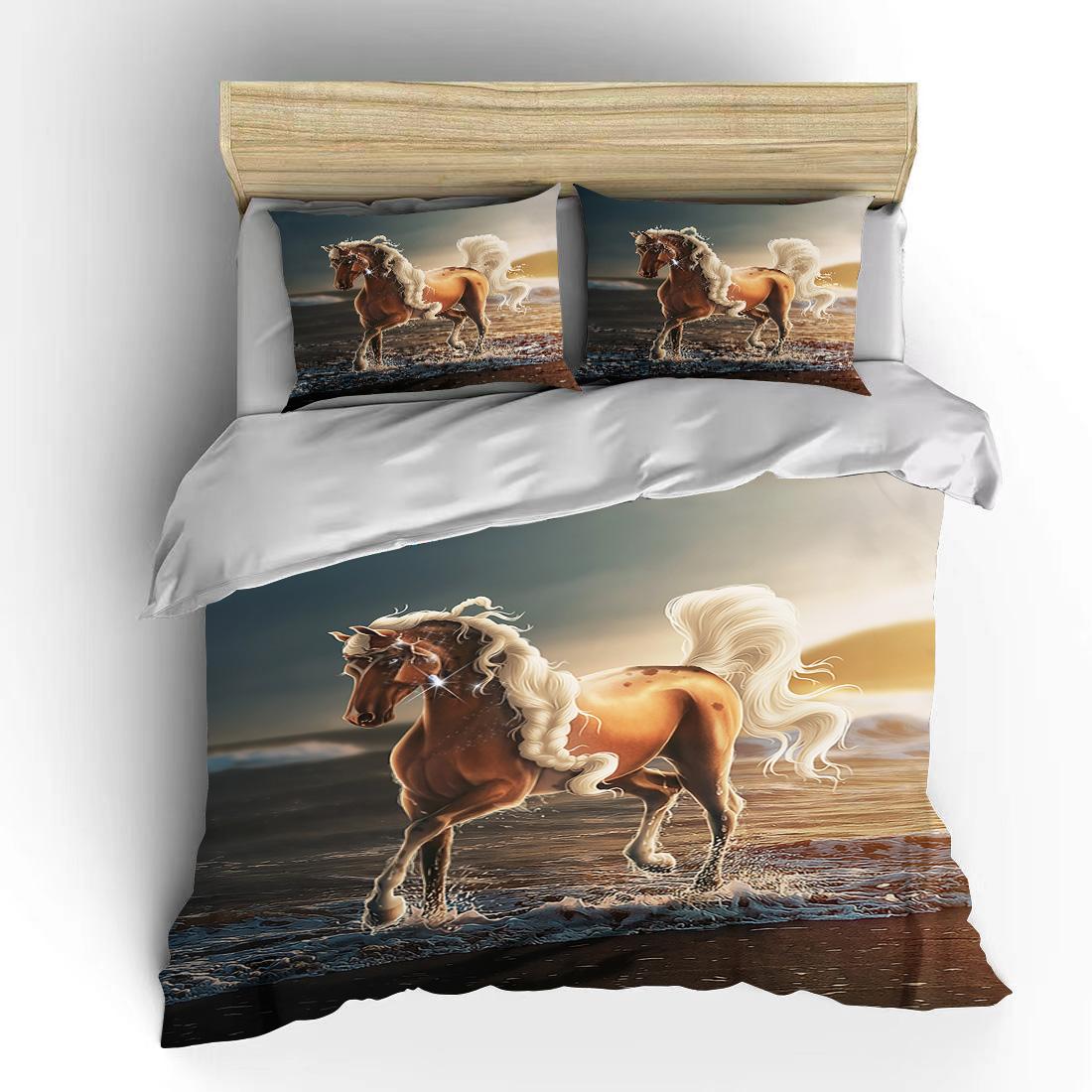 

Mid Century Stallion King Size Double Bed Adult Bedding Set Microfiber Or Polyester Comforter Set 3 Piece Printed Patterns EU single(135x200cm)
