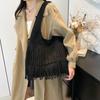 Vintage Matte Tassel Shoulder Bag Women'S Fashion Large Capacity Tote Bag Underarm Bag