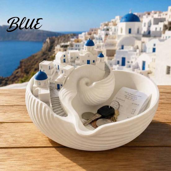 Blue Dome Ring Holder Santorinistyle Catchall Bowl Catch All Tray Organizer Greek Island Organizer Desktop Decor Shell Small Accessory Storage for