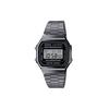 Serie Vintage A168 Retro Quadrato Impermeabile Movimento al Quarzo Cinturino in Acciaio Inossidabile Orologio da Uomo Nero A168WGG-1A