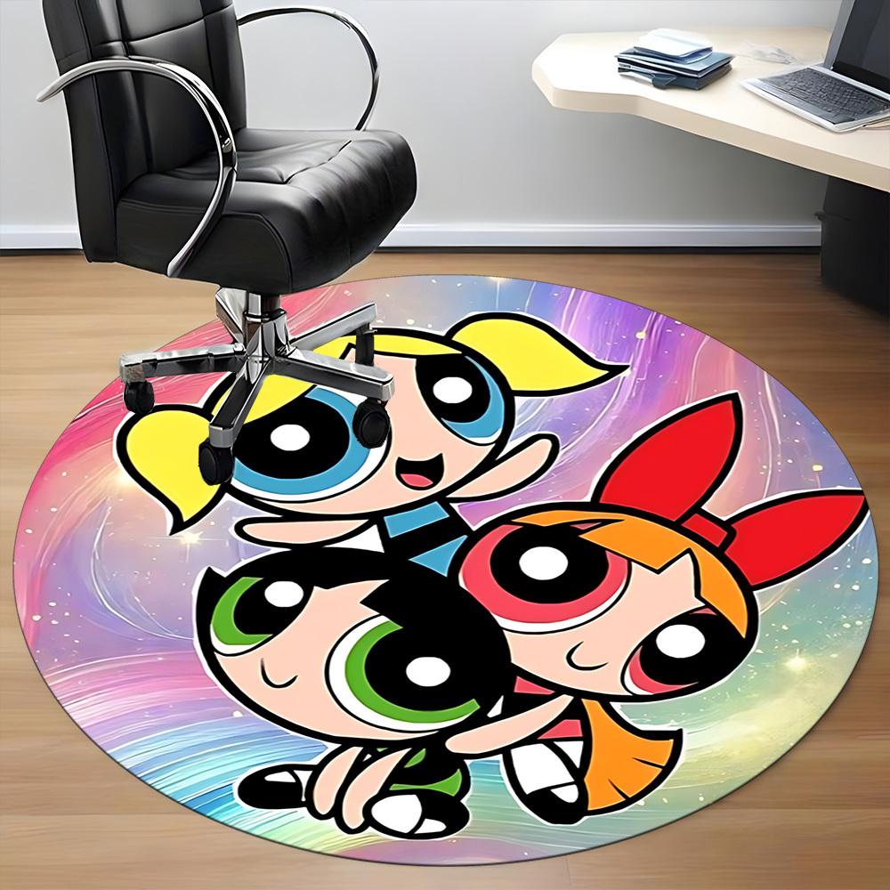 1pc Powerpuff Girls Chair Carpet for Office, Non slip, Soft and Durable Office Rug