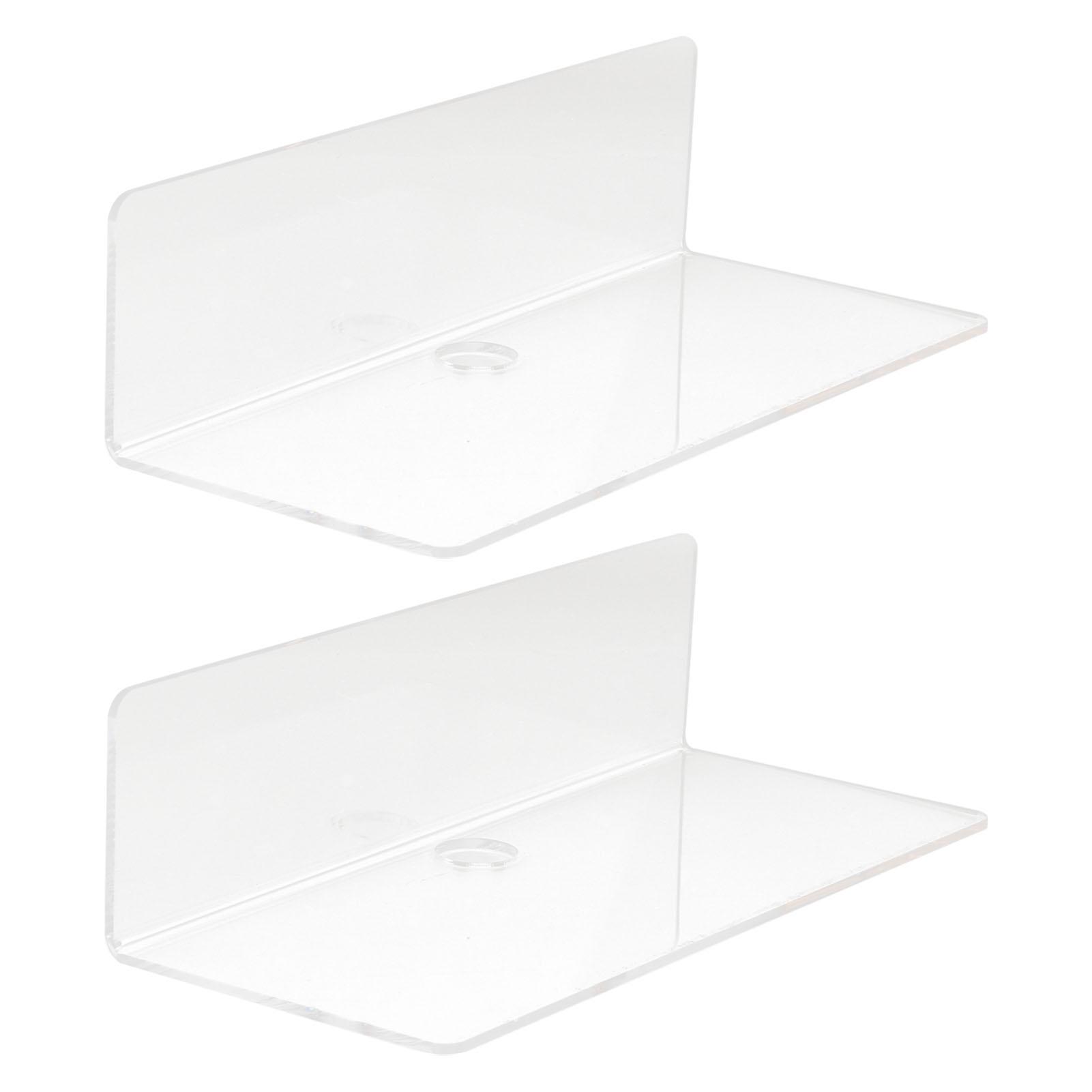

2 шт. Прозрачная плавающая полка Акриловая Тонкая поверхность Нежная Современная Прозрачная Настенная полка Стойка для ванной комнаты офиса