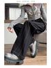 Women's Plus Velvet Patchwork Wide-Leg Jeans: Loose, Slimming, Floor-Length Fashion for Autumn and Winter.