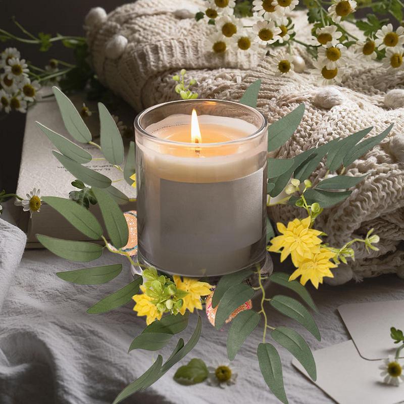 Easter Egg Candle Ring Wreath Small Candle Rings for Pillars Spring Candle Ring Wreaths Artificial Easter Candle Holder Ring