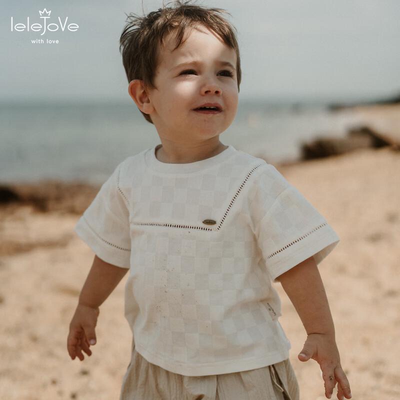 LELE JOVE Nordic Style Kids Simple White Short Sleeve T-Shirt 120