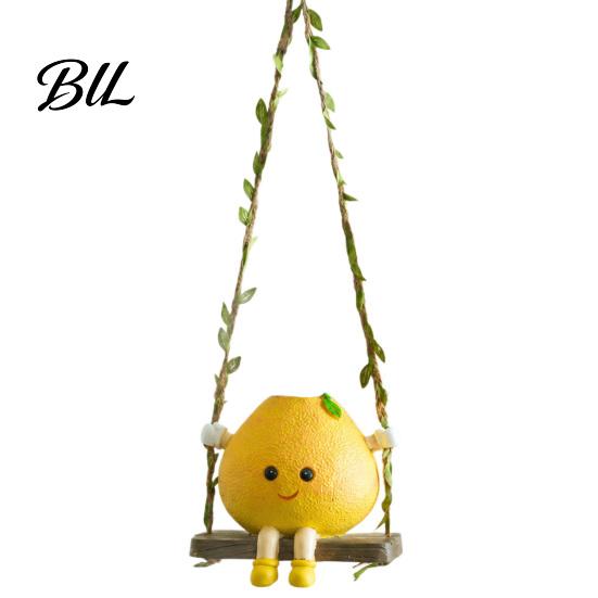 Creative Window Sill Decor Cute Swinging Lemon Wall Hanging Ornament, Smiling Figurine, Resin Swing Healing Home Style Art Decor, Boho for Bedroom