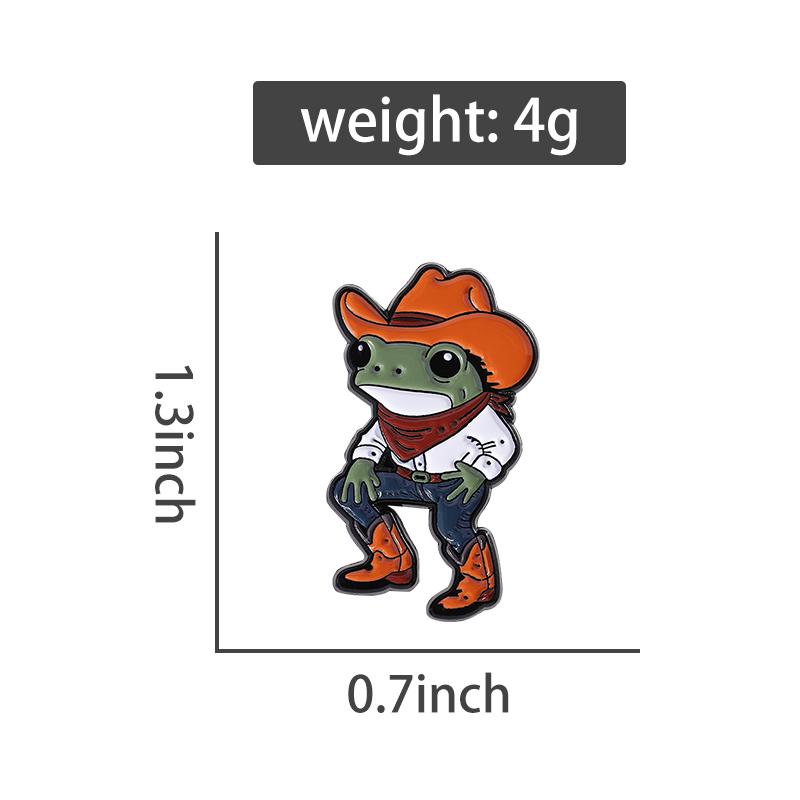 Cowboy Frog Enamel Pins Custom Cool Handsome Jeans Boots Brooches Lapel Badges Clothes Animal Jewelry Gift for Friends
