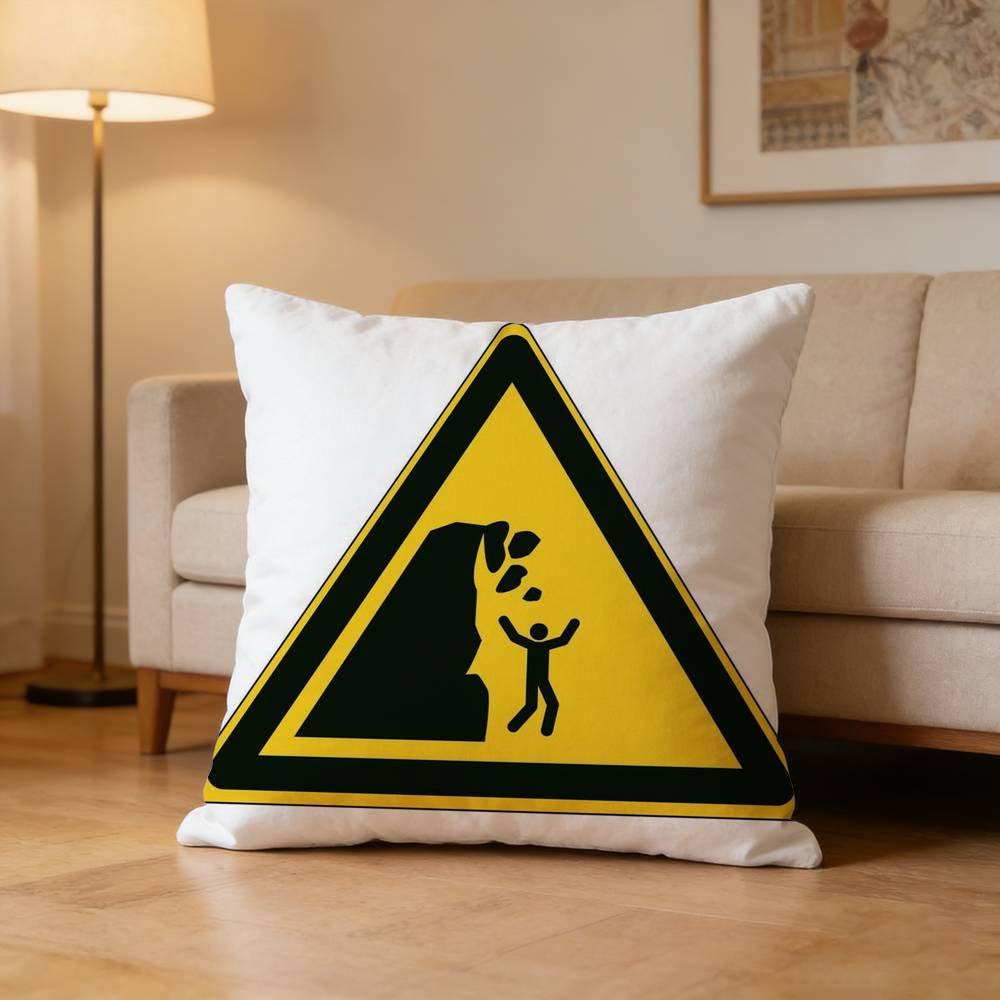 Warning Icon Danger Banning Pillow Case For Sofa Living Room Home Office Decor Protective Cover