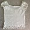 Lace Frill Crop Top Cream Color Vintage Square Collar Puff Sleeve T-shirt Y2K Aesthetic Grunge Women Sweet Tees