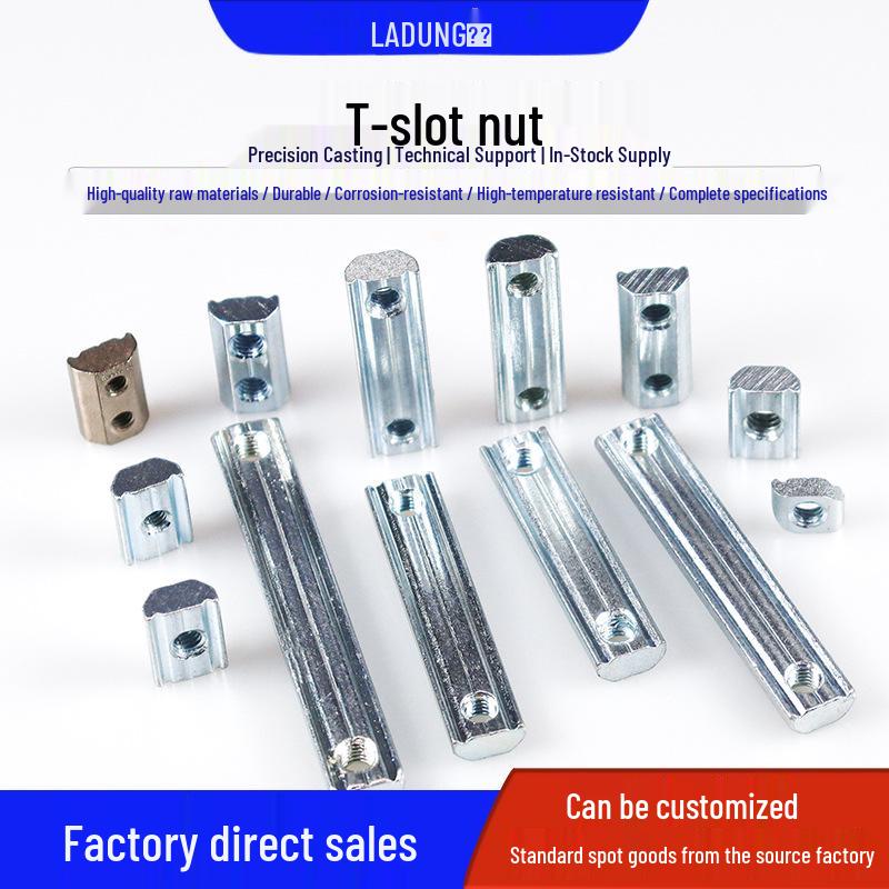 Leidun Euro Standard Aluminum Profile T-Nut Slider PTN-M4-M6, High Wear Resistance.