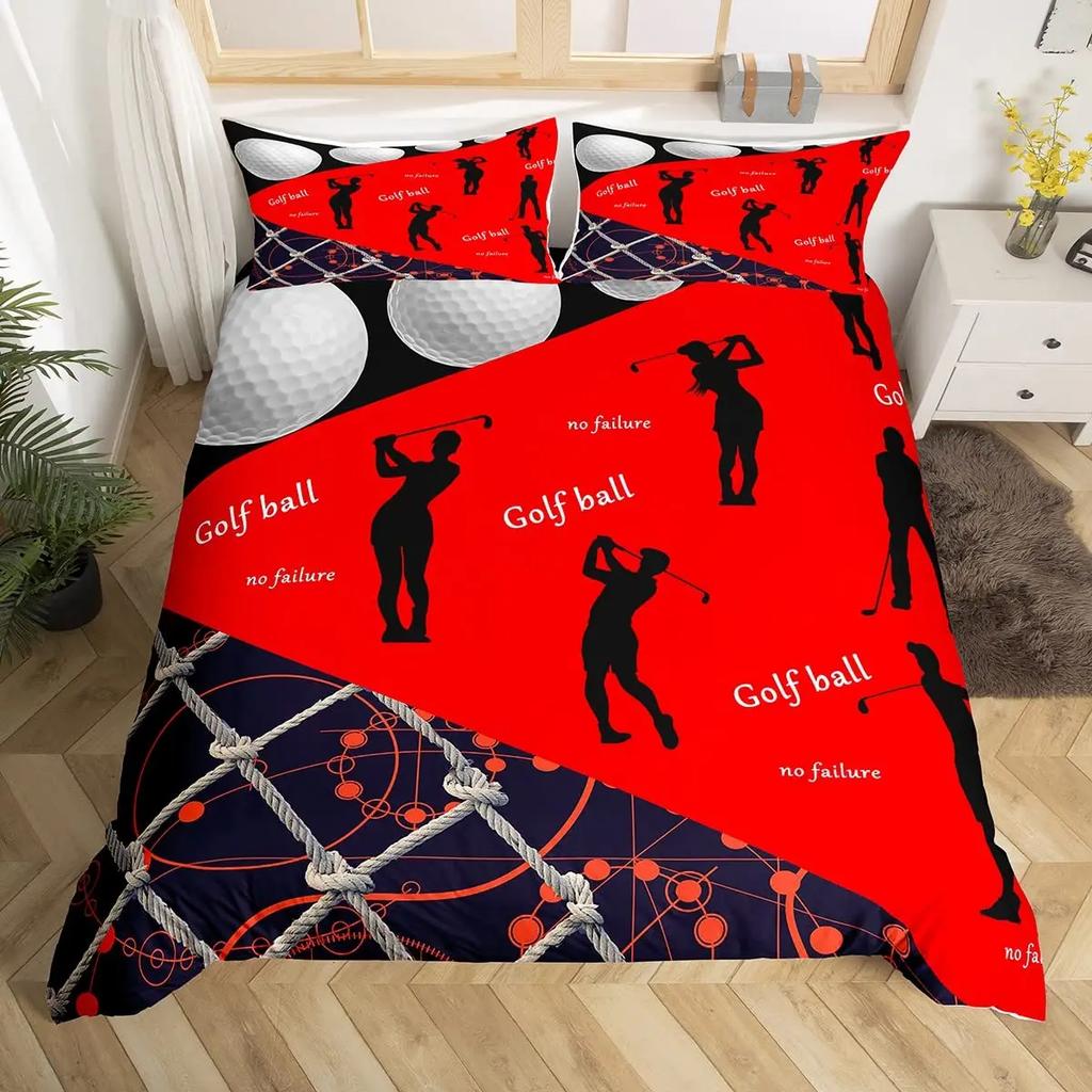 Golf Print Duvet Cover Set Black Camo Bedding Set Camouflage Comforter Cover Sports Themed BeddingGolf Balls Gaming Quilt Cover