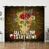 Curtains Skull Black Sunshade Bedroom Living Room Digital Printing Curtains Blackout Free Punching