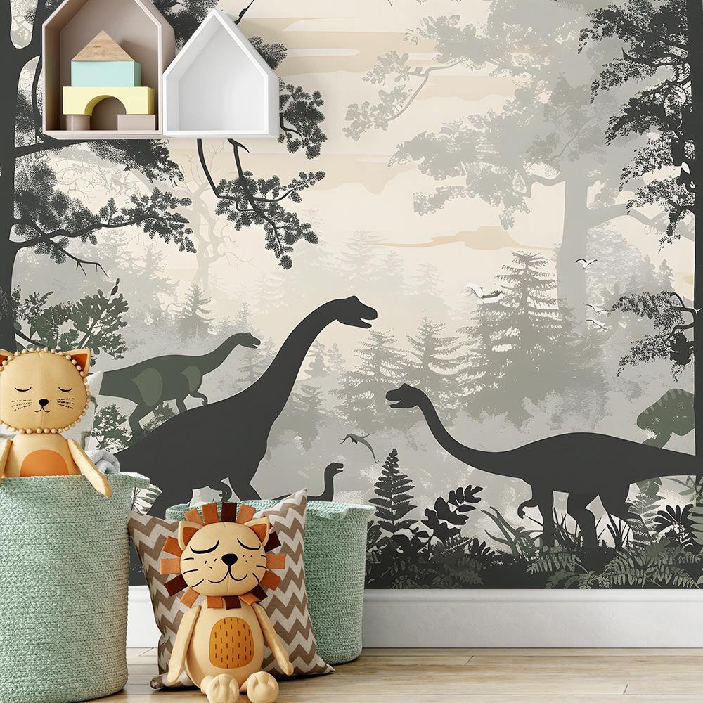 Fun-L038 Cartoon Dinosaur Fog Forest Bedroom Living Room Home Background Wall Landscaping Decorative Wall Stickers
