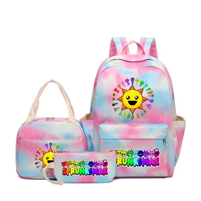 Sprunki Rhythm Box Cartoon Kids School Backpack Set With Lunch Bag Pencil Case Boys Girls