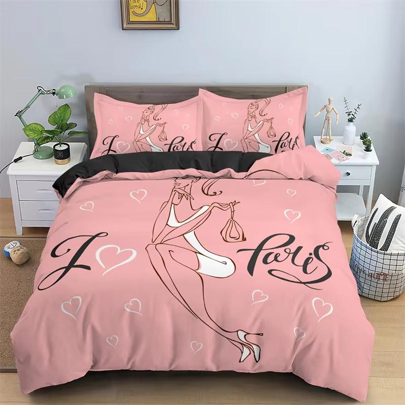 Fashion Princess Dress Perfume Lipstick Duvet Cover King Full Women Cosmetic And Makeup Theme Bedding Set Microfiber Quilt Cover