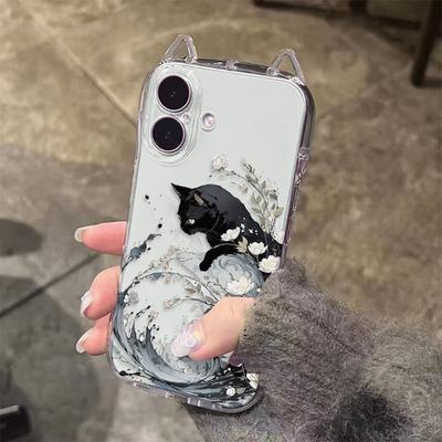Katzenohren Transparentes TPU Handyhülle für Apple 12 für Apple Ins Vier-Ecken Anti-Fall Hülle für Apple 16pm Kreative Handyhülle