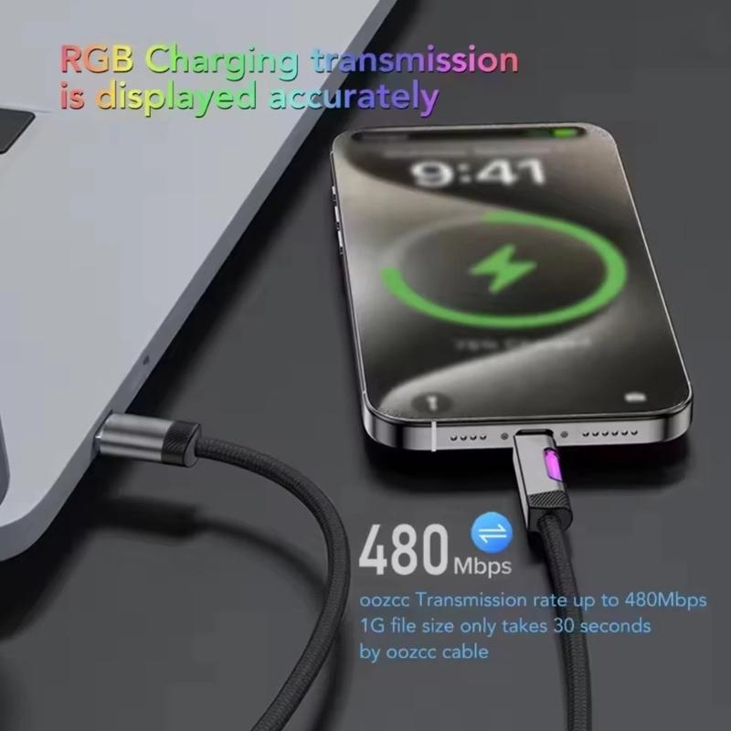 100W USB C Fast Charging Cable Alloy Texture Compatibility Power Cord Suitable for Various Phones Tablets Laptops
