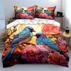 Floral Birds Art Decor Set Bedding Set with 1 Duvet Cover 2 Pillowcases Single Double King Queen, Gift