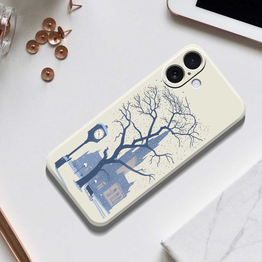 For iPhone 17 Case Street Outside The Castle Pattern Printing Straight Edge TPU Phone Back Cover