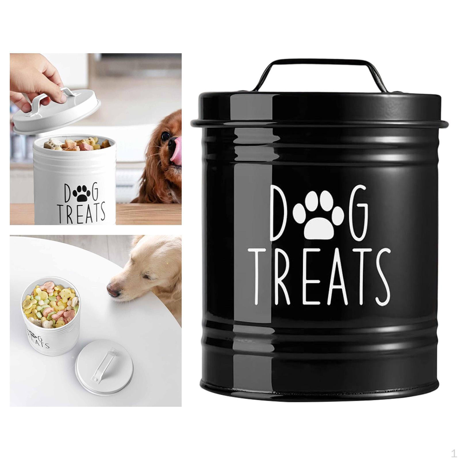 

Контейнер для корма для собак, контейнер для лакомств, герметичный, функциональное хранение, металлическая банка для печенья для чёрный