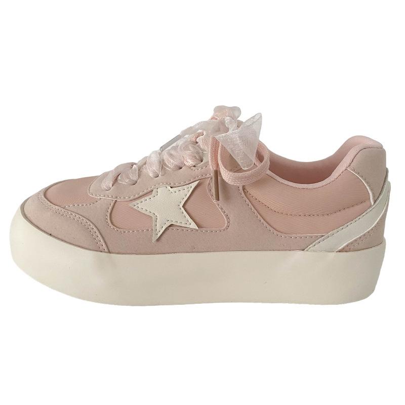 

6623 latex insoles/dopamine platform white shoes women s shoes 2025 new round head board shoes bread shoes 40