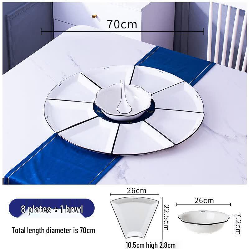 Xiuzhi Ceramic Fan-shaped Dinner Platter Set