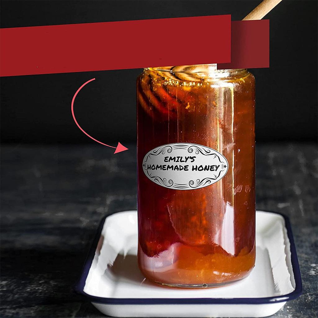 2 Rolls of Oval Shaped White Writable Labels with Food Classification Labels, Can Labels