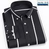 Men's Business Casual Striped Long Sleeve Shirt with Button-Down Collar