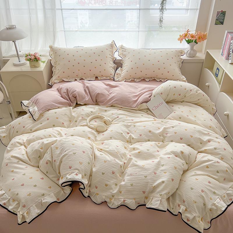 Lace Bed Four-piece Set, Skin-friendly Cloud-feeling Thin Quilt Cover, Bed Sheet Quilt Cover Three-piece Set