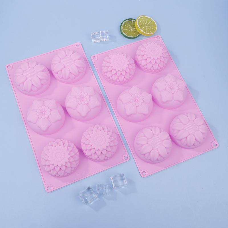 Silikonowa forma 3D z 6 wgłębieniami, 3 różne kształty kwiatów, do DIY, Fondant, Ciasta, Wyrabiania Mydła, Świec, Ciasta, Czekolady, Forma do Pieczenia
