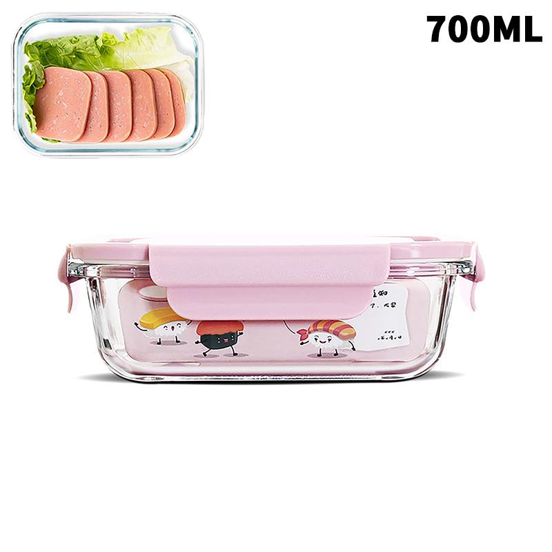 1/2/3 Fack Förtjockad Läckagesäker Mikrovågsugnssäker Matlåda Hög Borosilikatglas Bento-låda Med Lock Lufttäta Matlådor