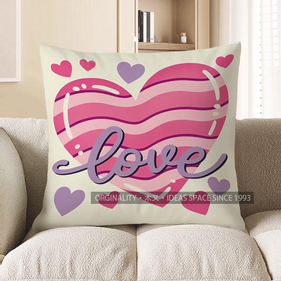 Home Decor Love Heart Pattern Throw Pillow Cover Pattern Cushion Cover Suitable For Sofa Bedroom Car Pillow Cover