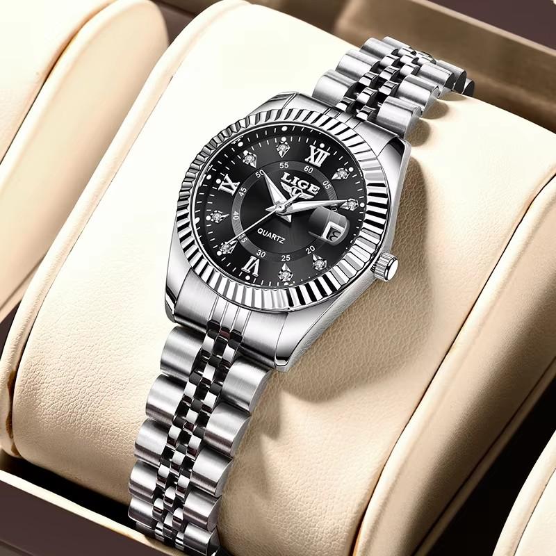 Women Diamond Watches Top Brand Luxury Women's Bracelet Watch Simple Round Waterproof Luminous Quartz Wristwatch