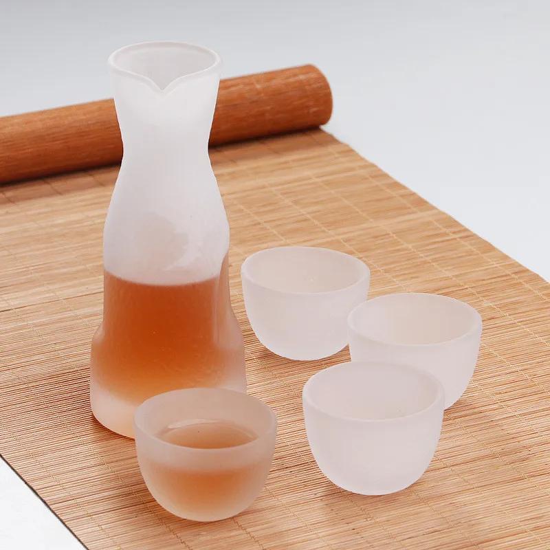 Japanese Glass Wine Set Creative Sake Glass Pot Ice Jug Flagon Liquor Spirits Shochu Cups Wine Bottle Drinkware Bar Set Gifts
